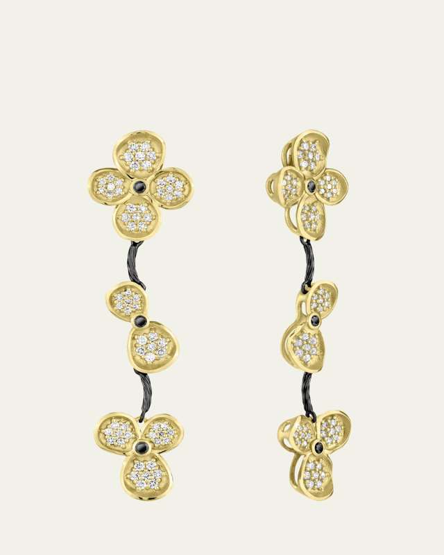 Forget Me Not Dangle Earrings with Diamonds in 18K Gold